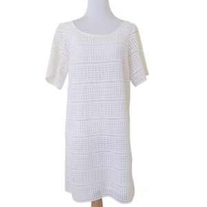 GAP All White Size Small Geo Knitted Short Sleeve Trendy Fashion Shirt Dress
